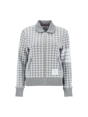 4-Bar Check Knit Sweatshirt