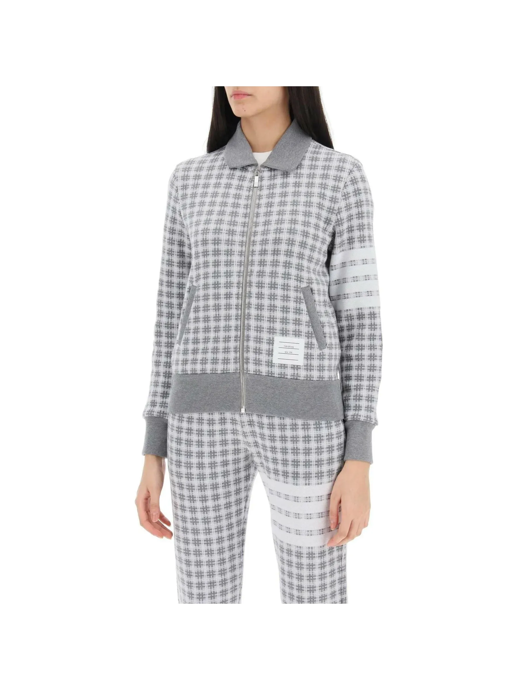 4-Bar Check Knit Sweatshirt