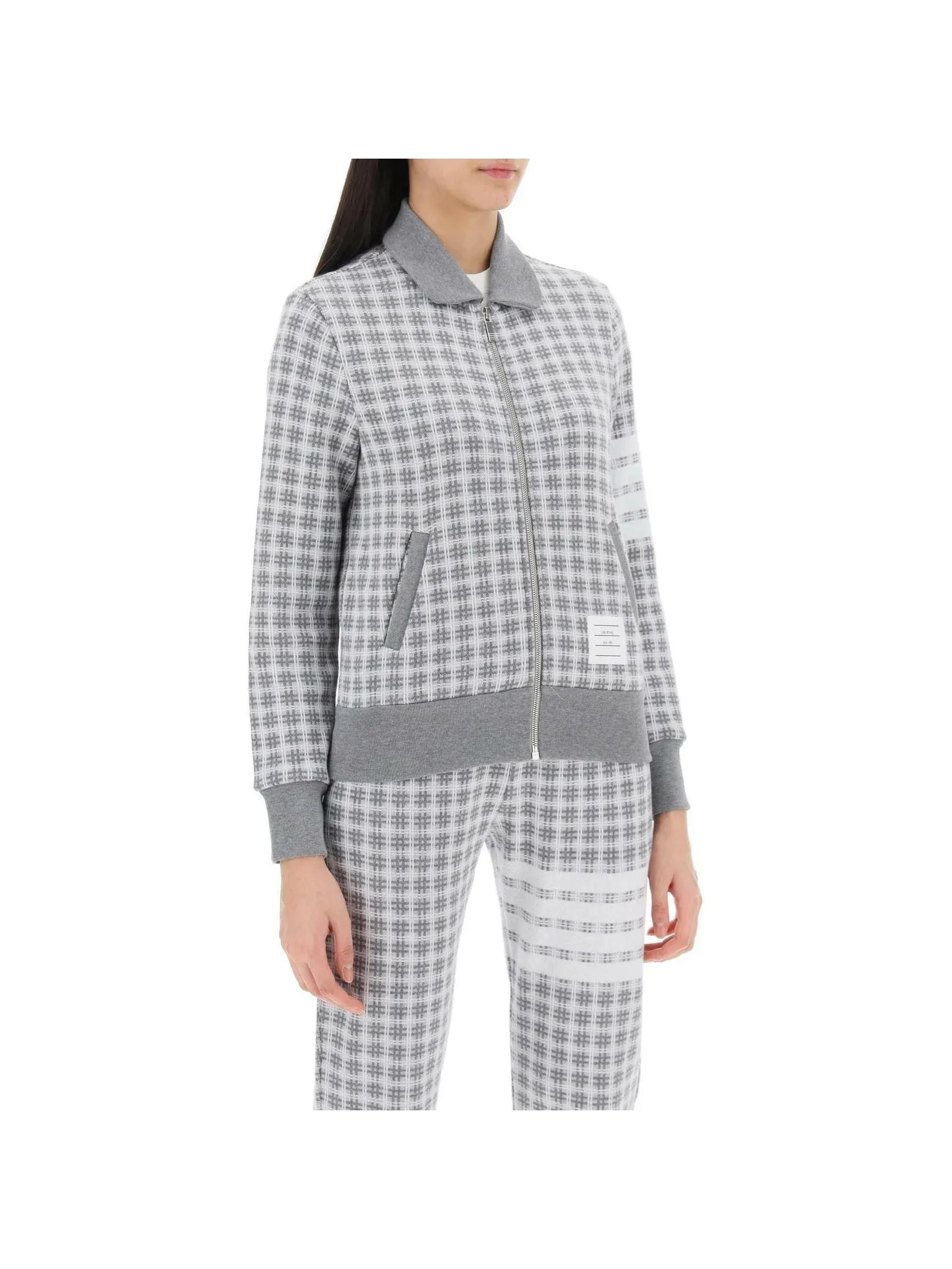 4-Bar Check Knit Sweatshirt