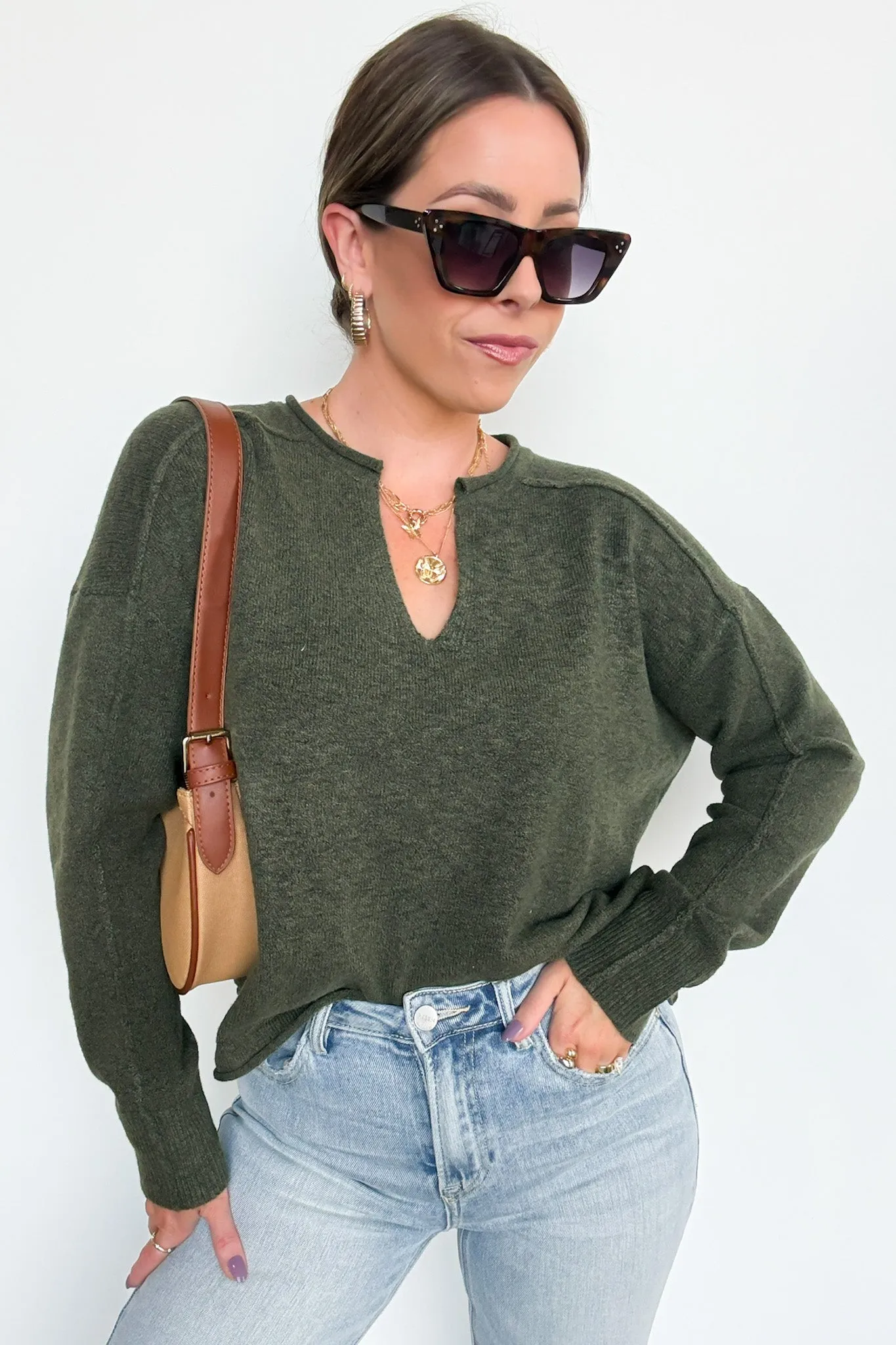 Annalyn Exposed Seam V-Neck Sweater - FINAL SALE