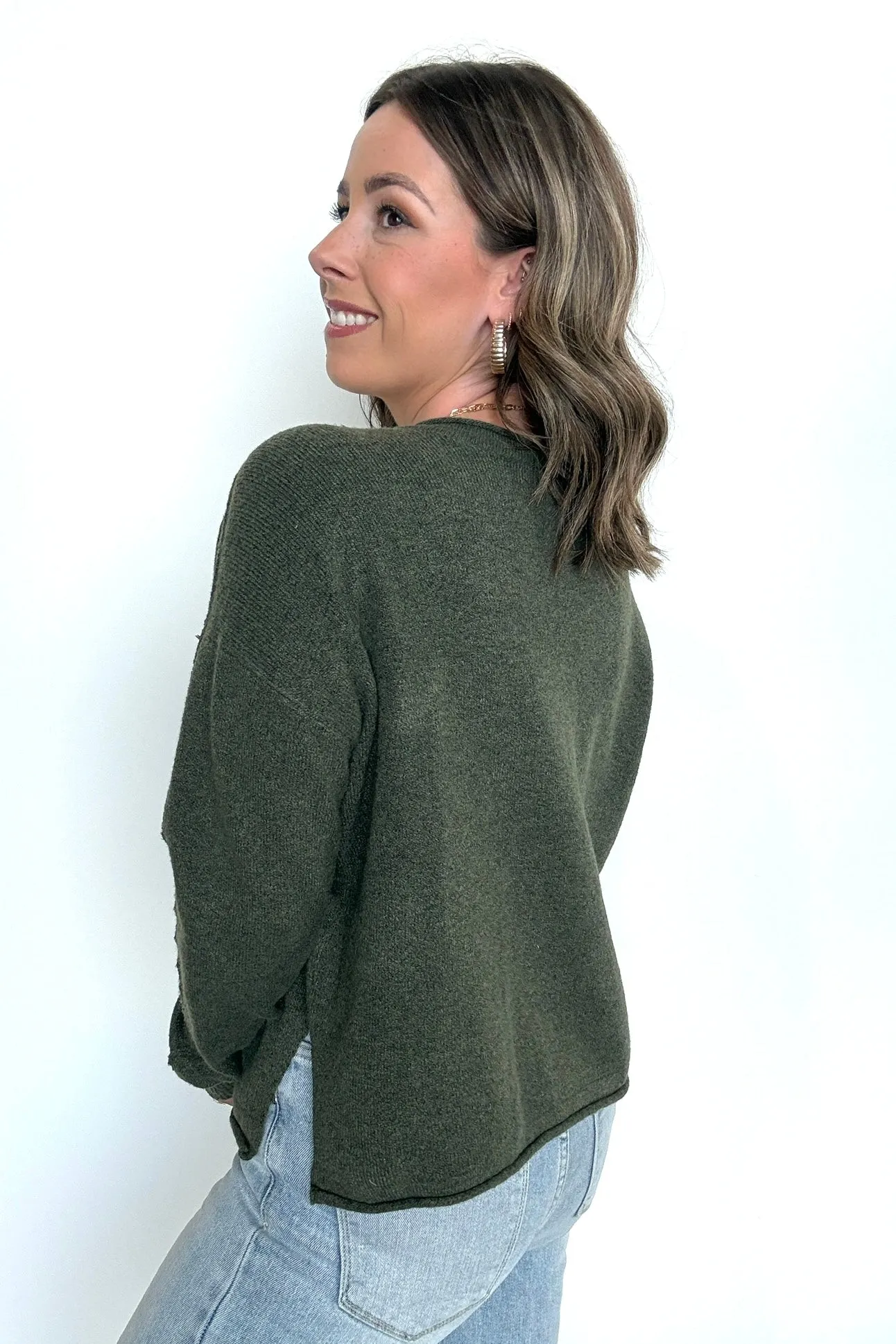 Annalyn Exposed Seam V-Neck Sweater - FINAL SALE