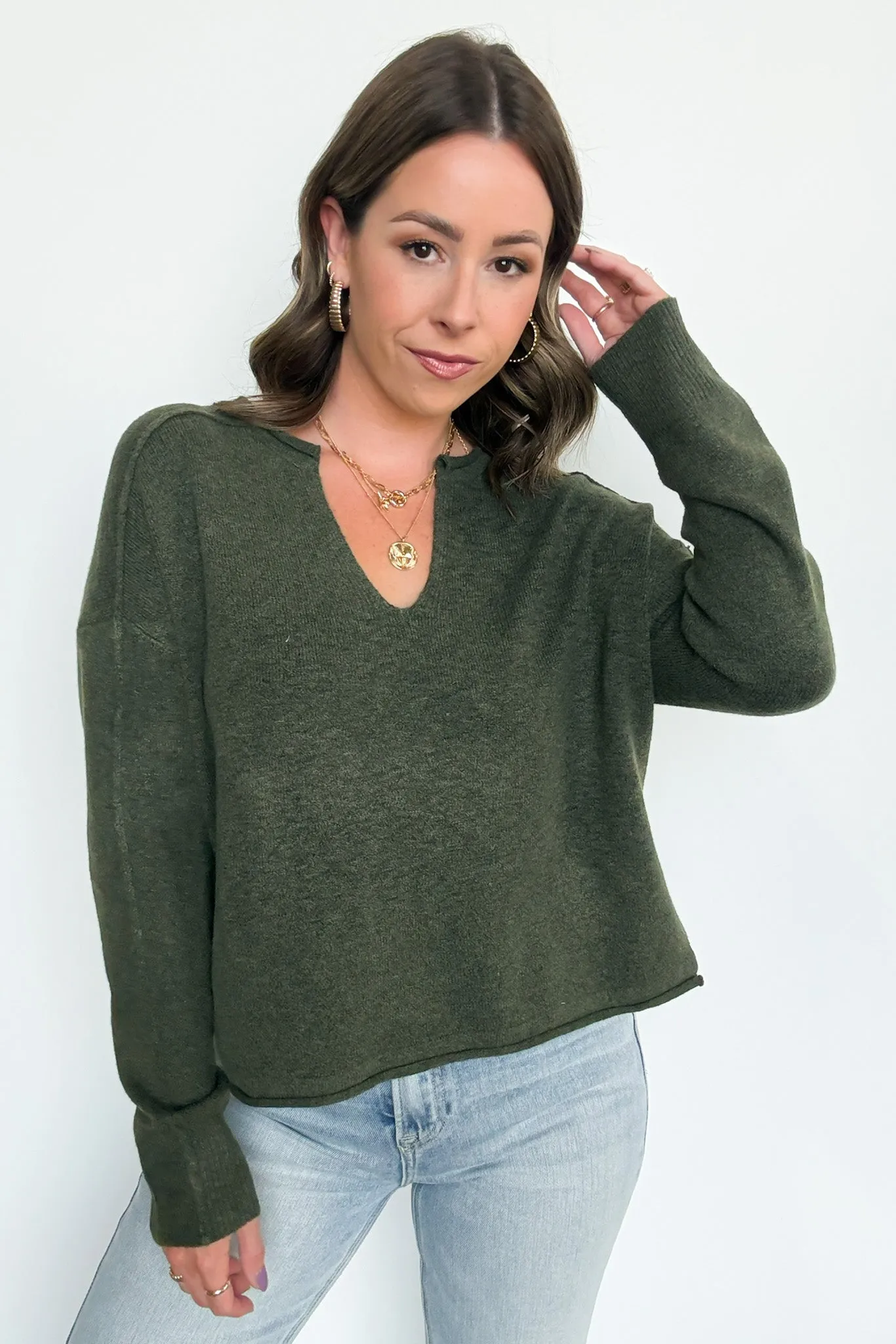 Annalyn Exposed Seam V-Neck Sweater - FINAL SALE