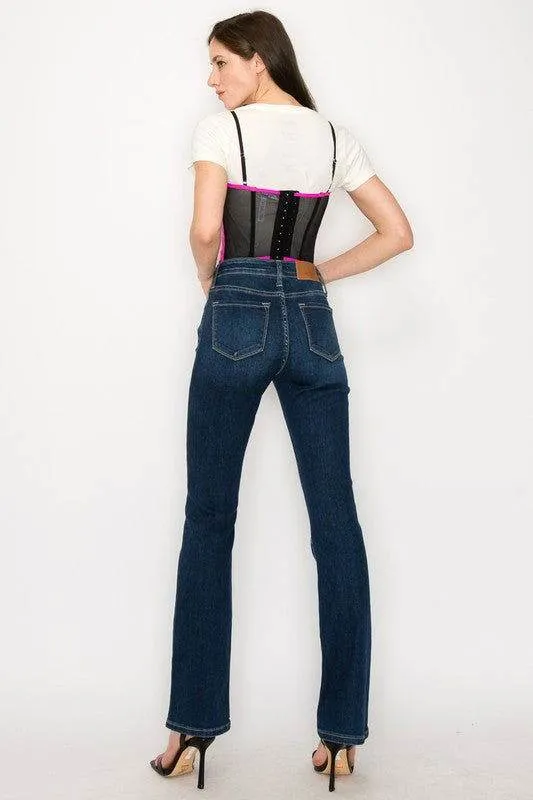Artemis Vintage Plus Size - High Rise Skinny Bootcut Jeans In Dark