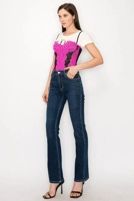 Artemis Vintage Plus Size - High Rise Skinny Bootcut Jeans In Dark