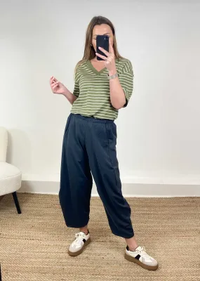 Aspen Jersey Barrel Pants in Navy