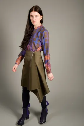 Asymmetric Skirt Green Gold
