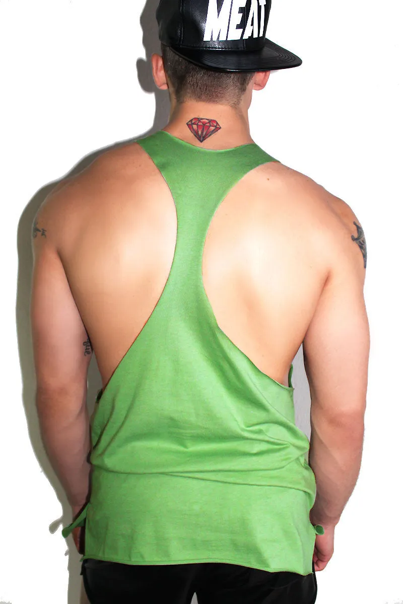 Baked Glitter String Tank-Green