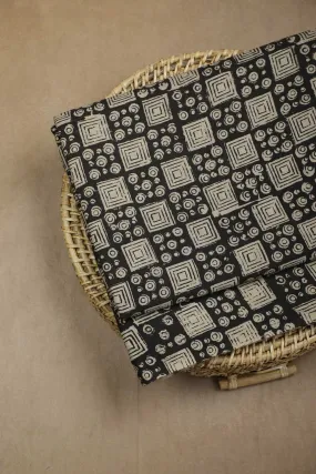 Black Pattern Bagru Cotton Fabric - 0.85m
