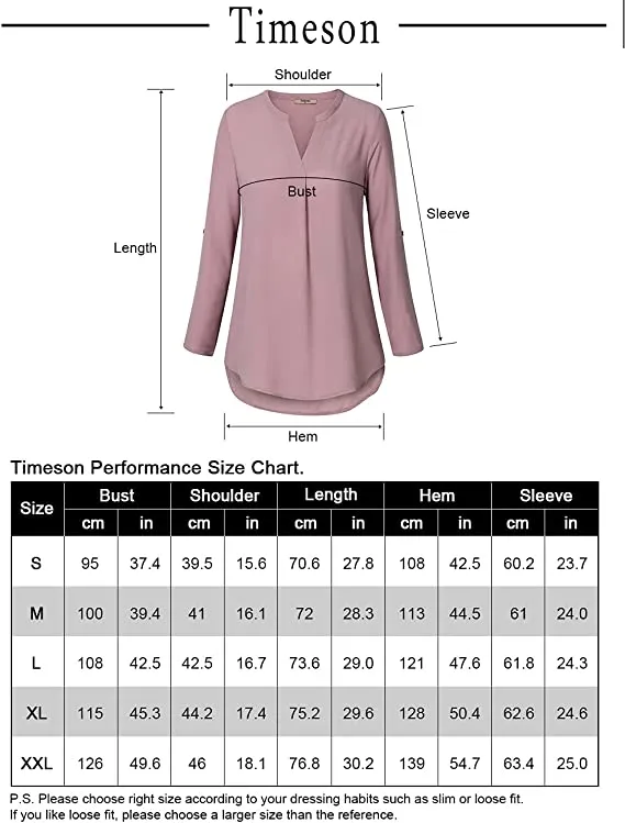 Black Women's Casual Chiffon V Neck 3/4 Sleeve Blouse Tops - Timeson
