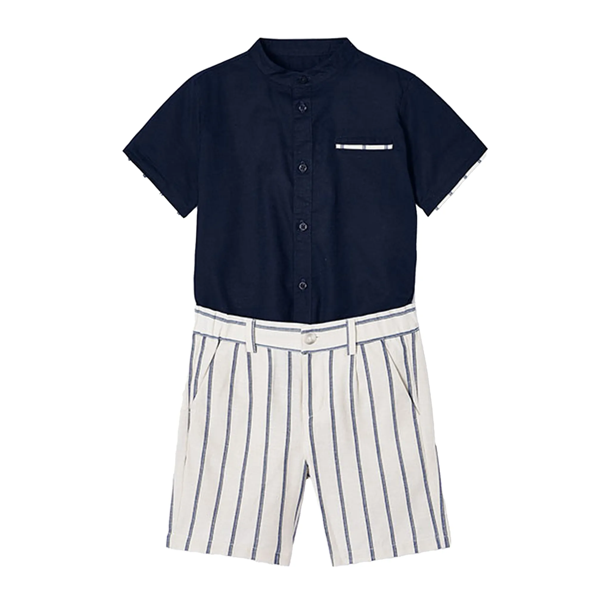 Boys Striped Linen Shirt and Short Set