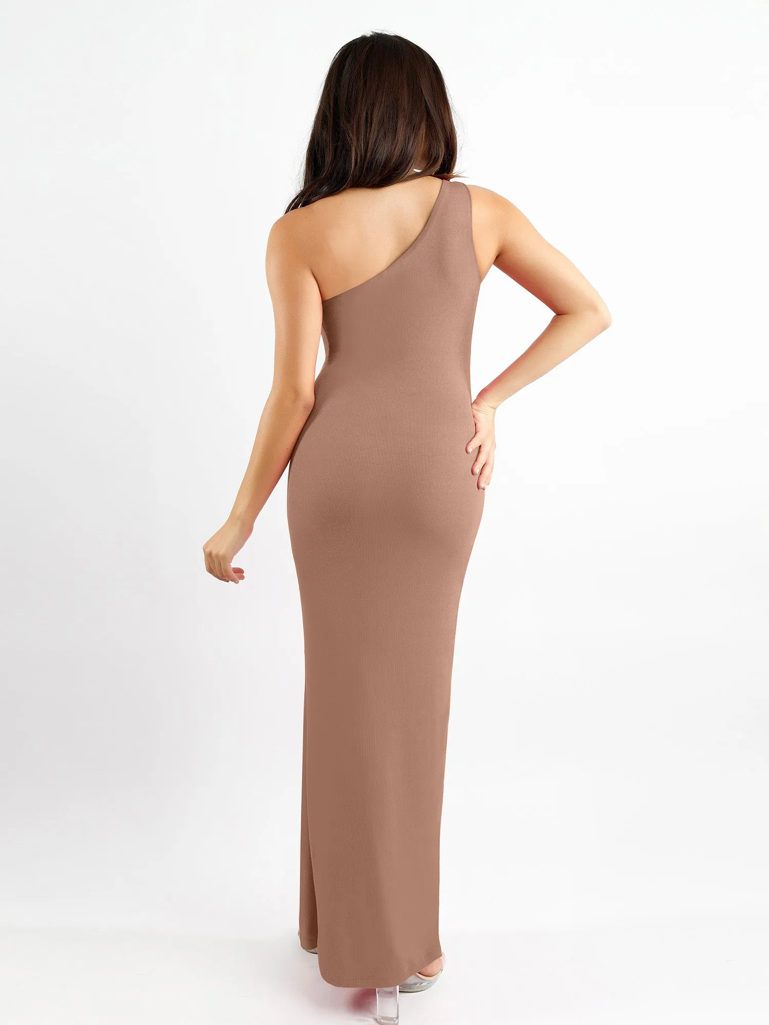 Built-In Shapewear One Shoulder Split Modal Maxi Dress