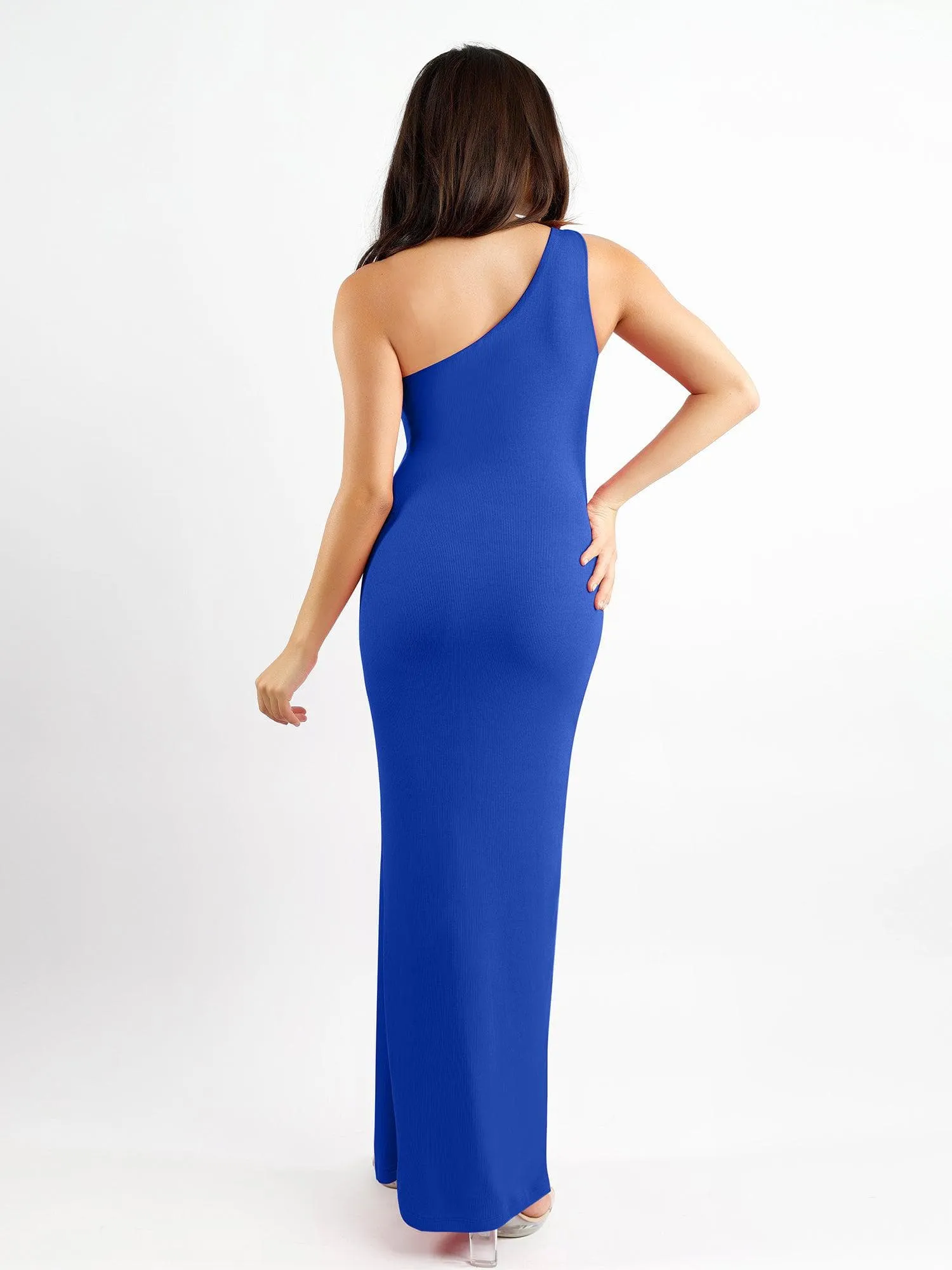 Built-In Shapewear One Shoulder Split Modal Maxi Dress