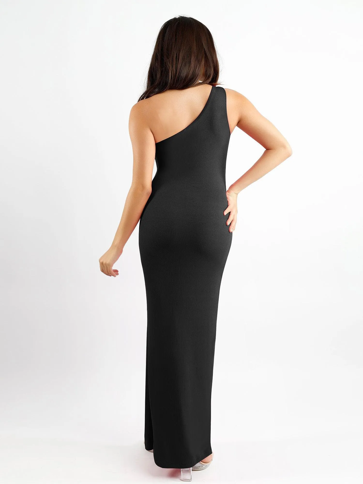 Built-In Shapewear One Shoulder Split Modal Maxi Dress