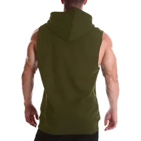 Casual Hooded Solid Color Lace-Up Tank Top