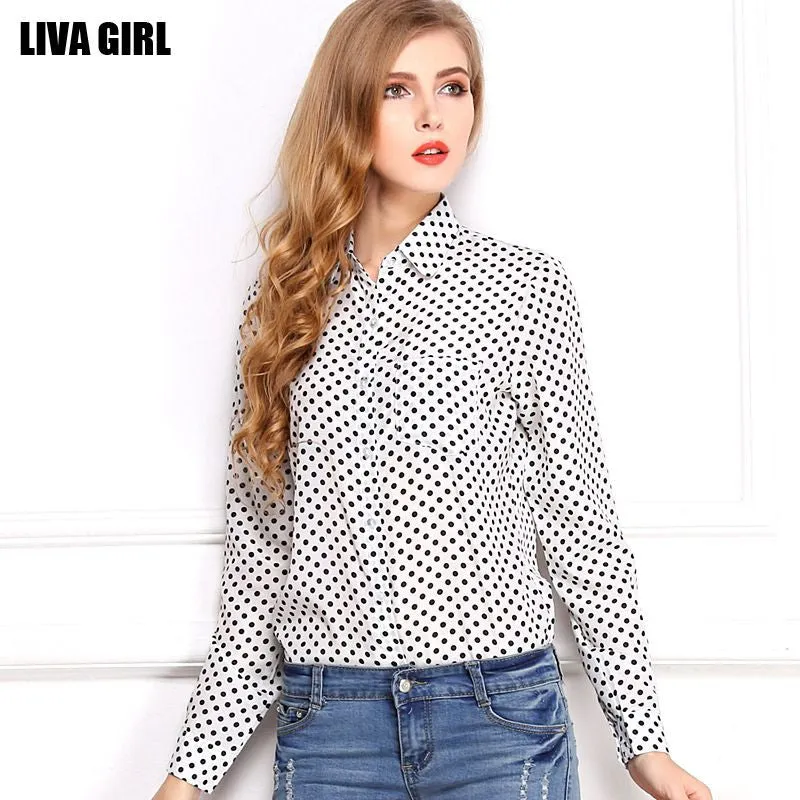 Casual Long Sleeve Blouse Shirt Women Tops 10 Colors Printed Chiffon Blusas Office Ladies Style Fashion Shirt Tops