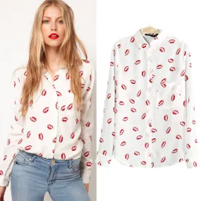 Casual Long Sleeve Blouse Shirt Women Tops 10 Colors Printed Chiffon Blusas Office Ladies Style Fashion Shirt Tops