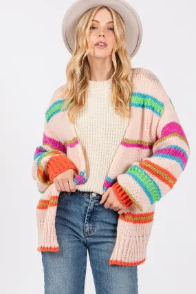 Cecilia Rainbow Striped Open Front Knit Cardigan