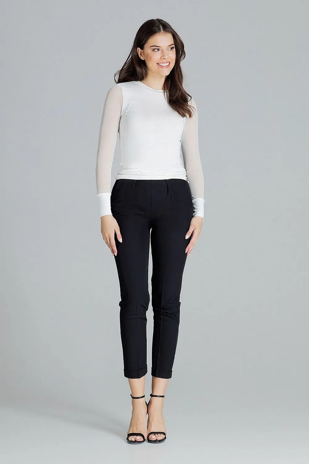 Chic Black Sheer-Sleeved Blouse