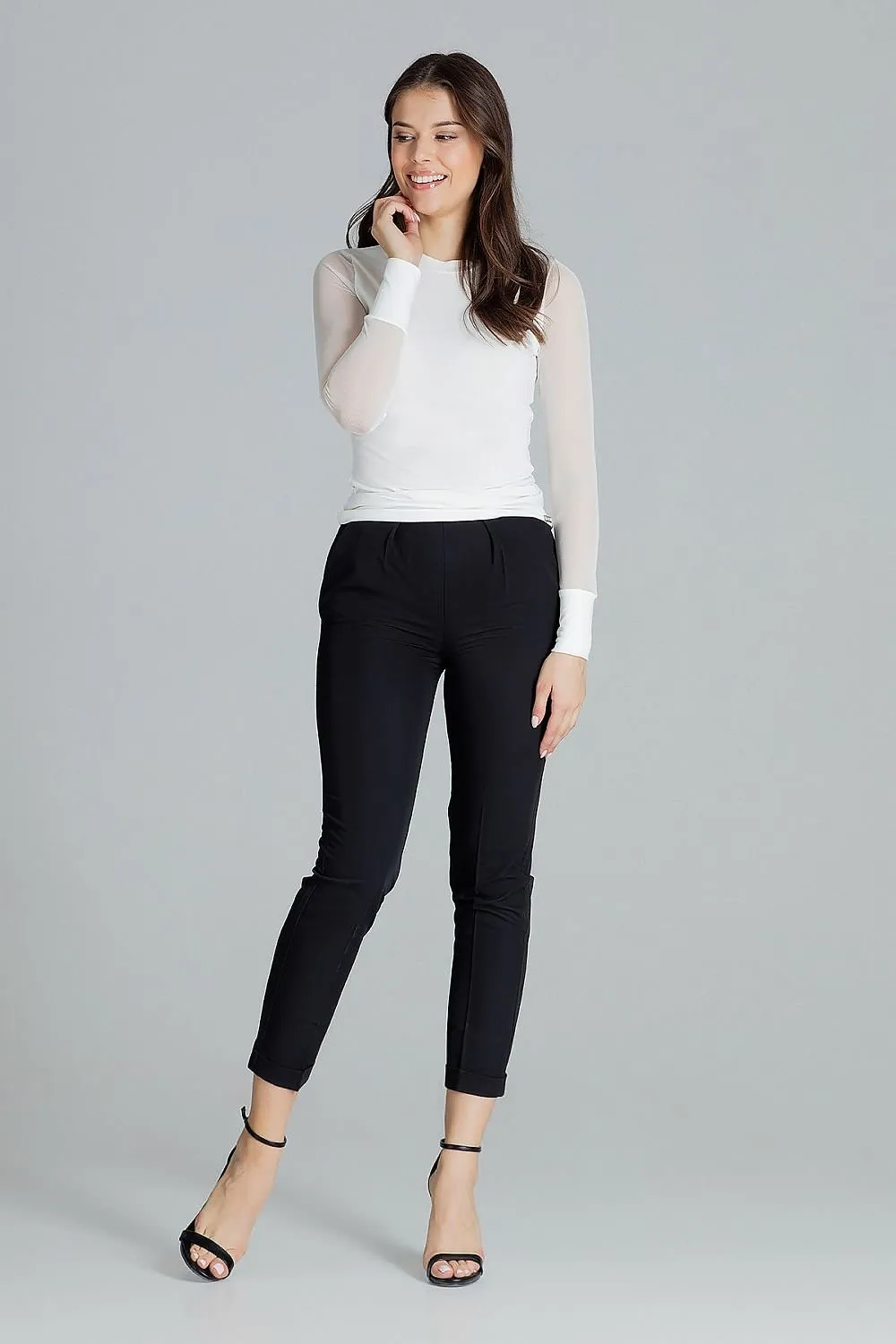 Chic Black Sheer-Sleeved Blouse