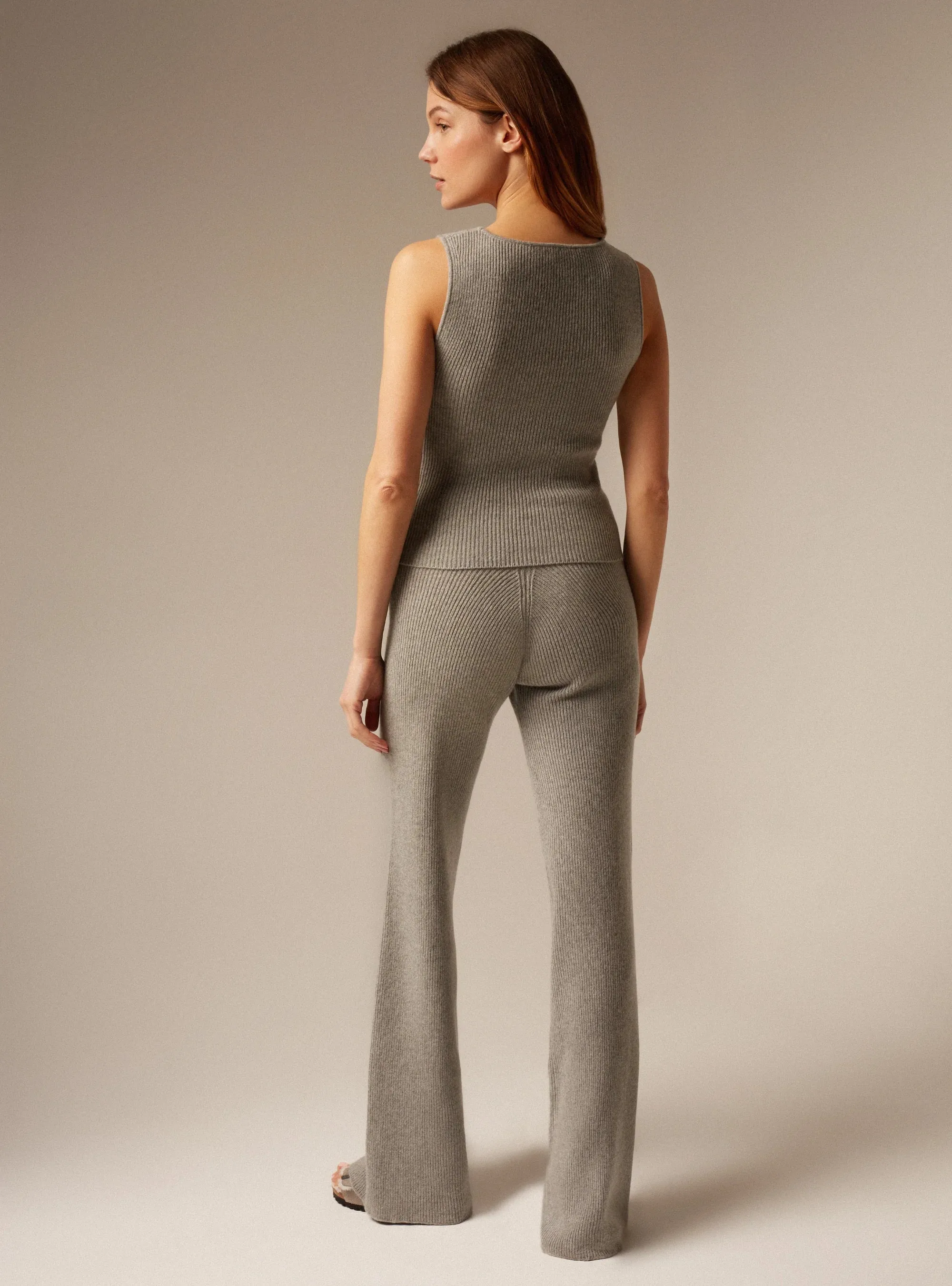 COMO | CASHMERE RIBBED TROUSERS GREY