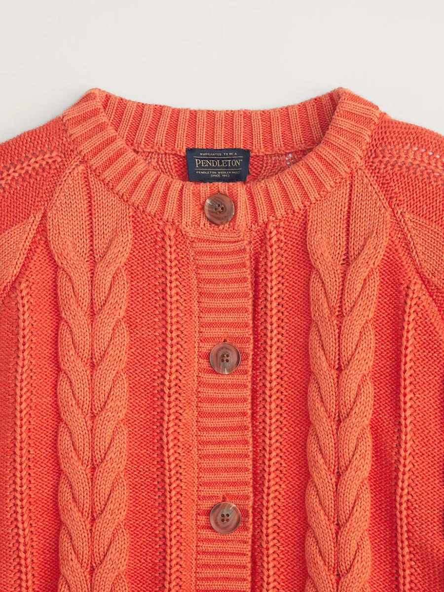 Cotton Cable Cardigan - Poppy