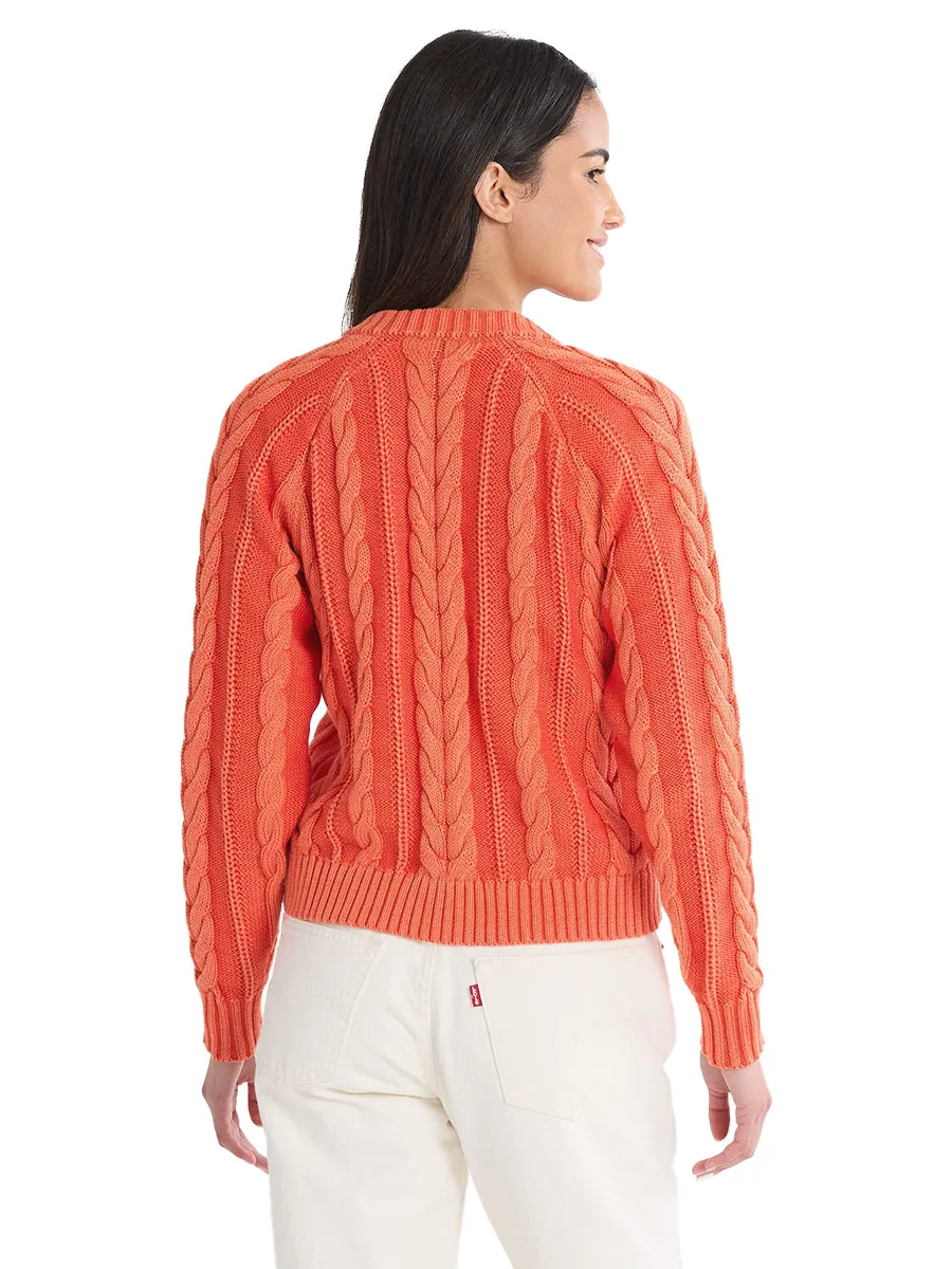 Cotton Cable Cardigan - Poppy