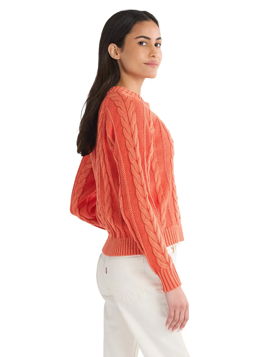 Cotton Cable Cardigan - Poppy