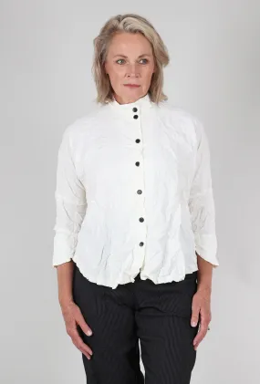 Crinkled Circular Shirt Jacket, Bleach