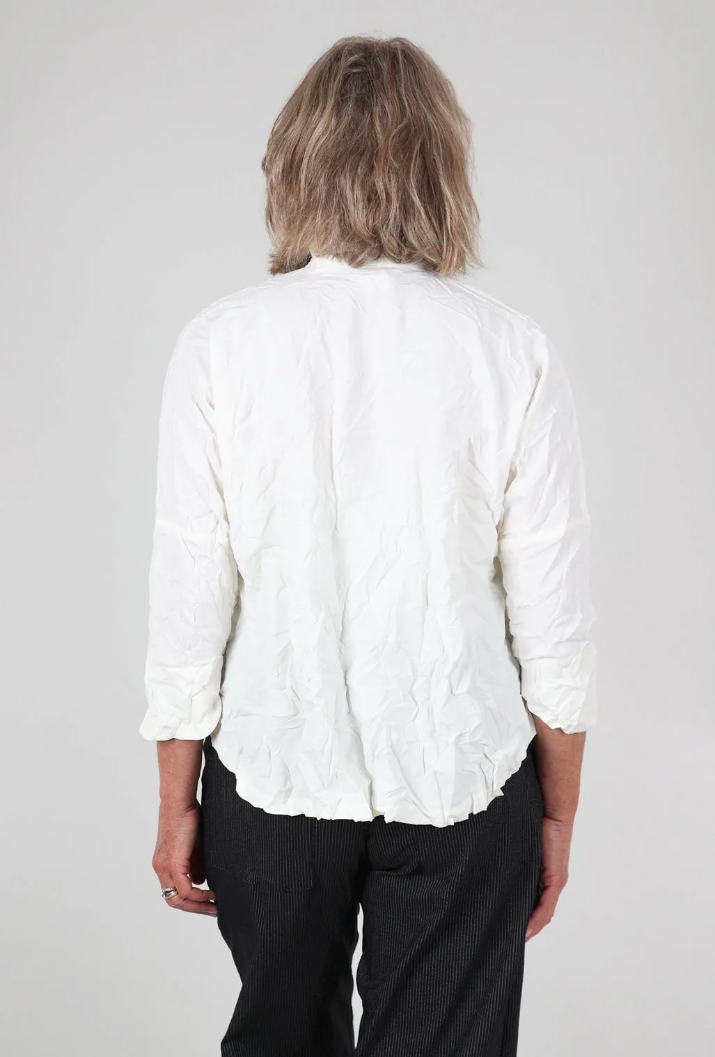 Crinkled Circular Shirt Jacket, Bleach