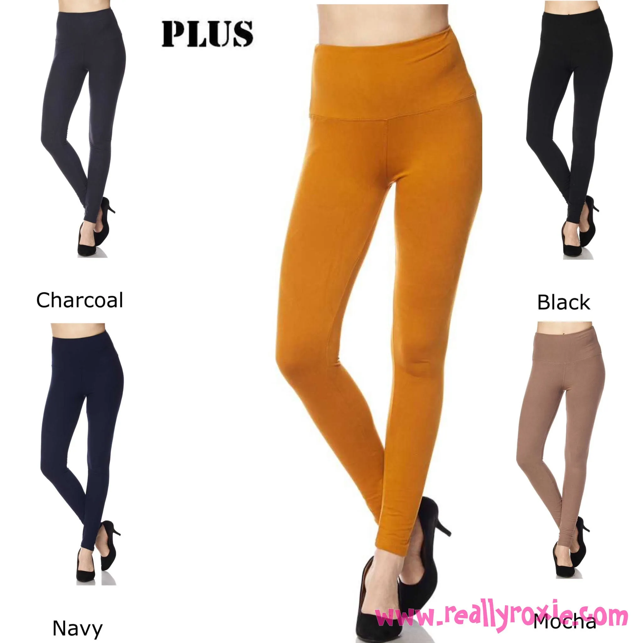 Curvy Full Length Brushed Leggings w/Wide Band