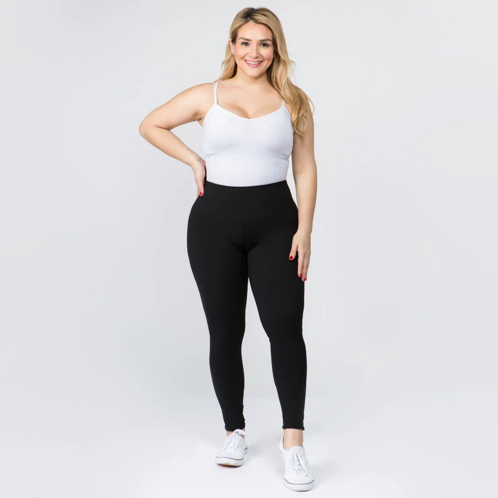 Curvy Full Length Brushed Leggings w/Wide Band