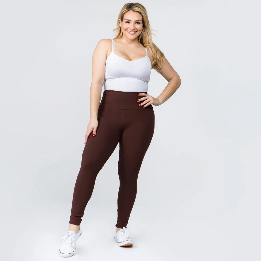 Curvy Full Length Brushed Leggings w/Wide Band