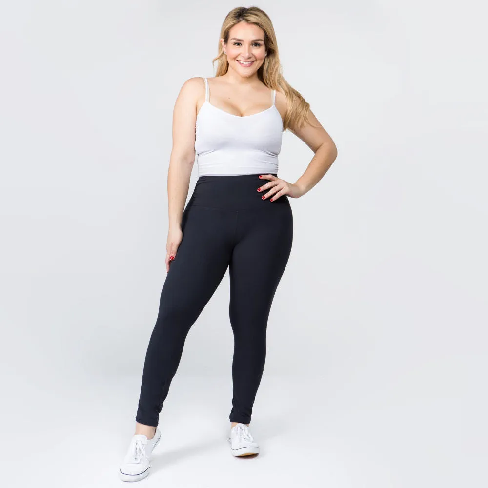Curvy Full Length Brushed Leggings w/Wide Band