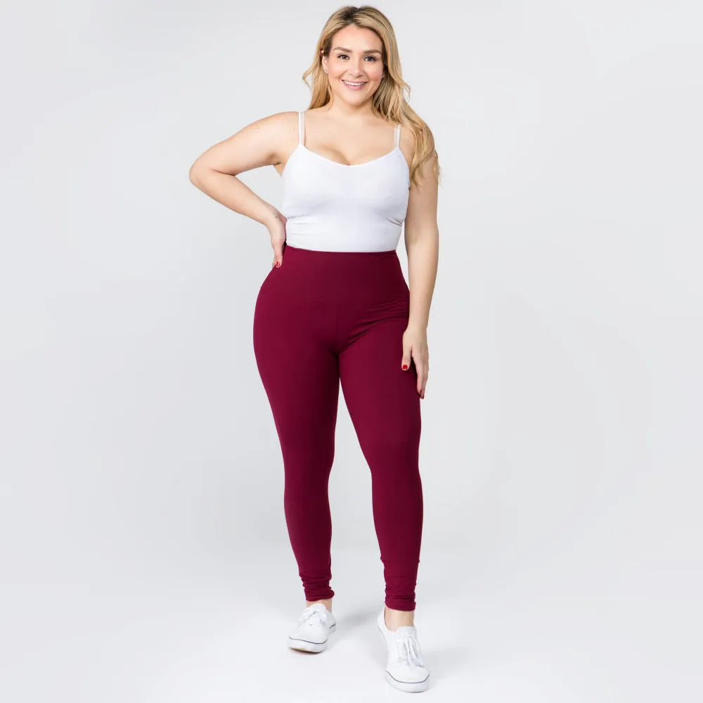 Curvy Full Length Brushed Leggings w/Wide Band