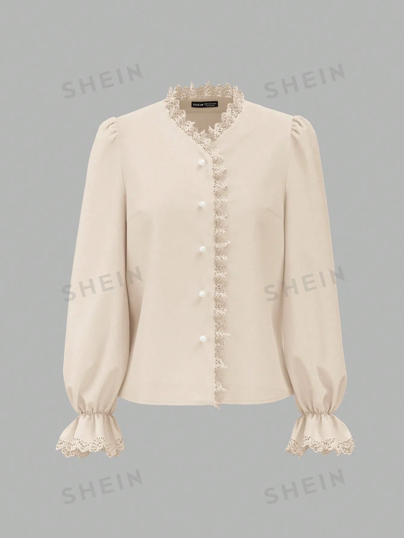 DECDS Vintage Elegant Women's Shirt With Lace Patchwork