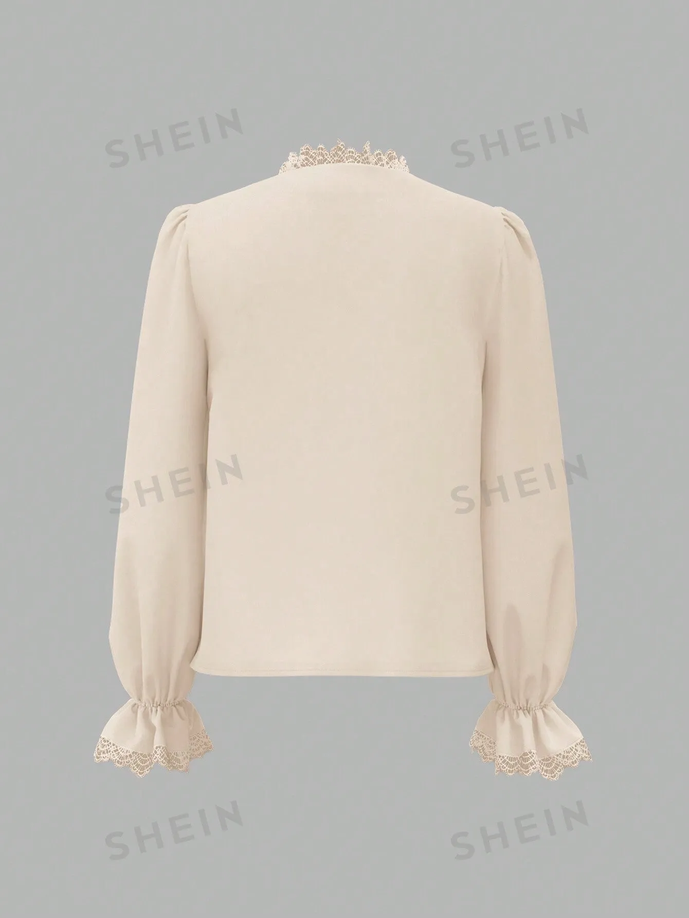 DECDS Vintage Elegant Women's Shirt With Lace Patchwork