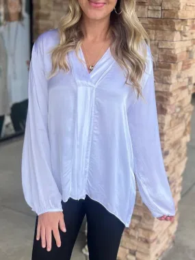 Eden Silk and Satin Top - White