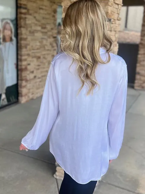 Eden Silk and Satin Top - White