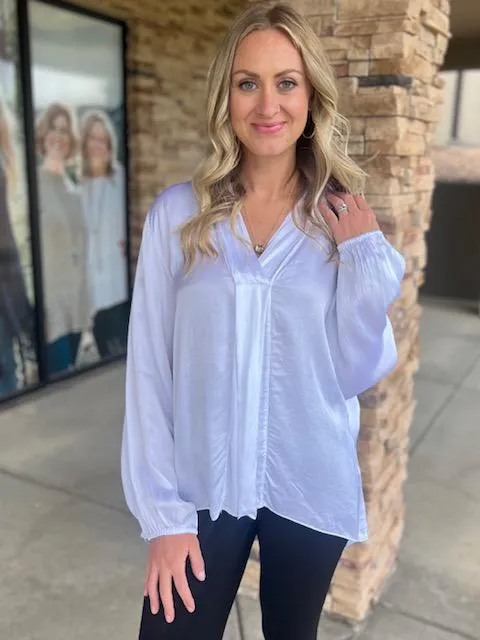 Eden Silk and Satin Top - White