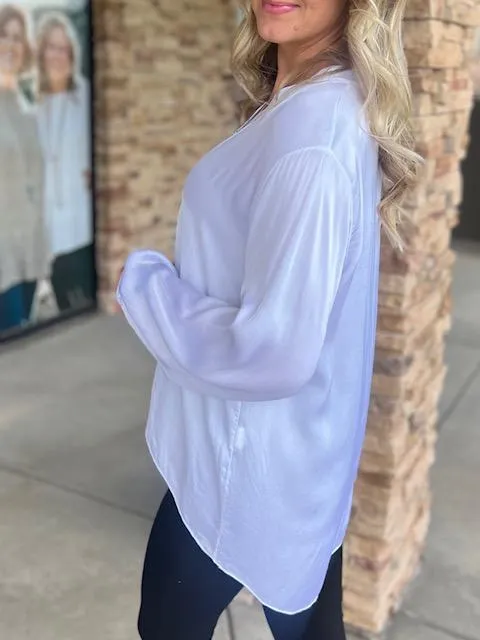 Eden Silk and Satin Top - White
