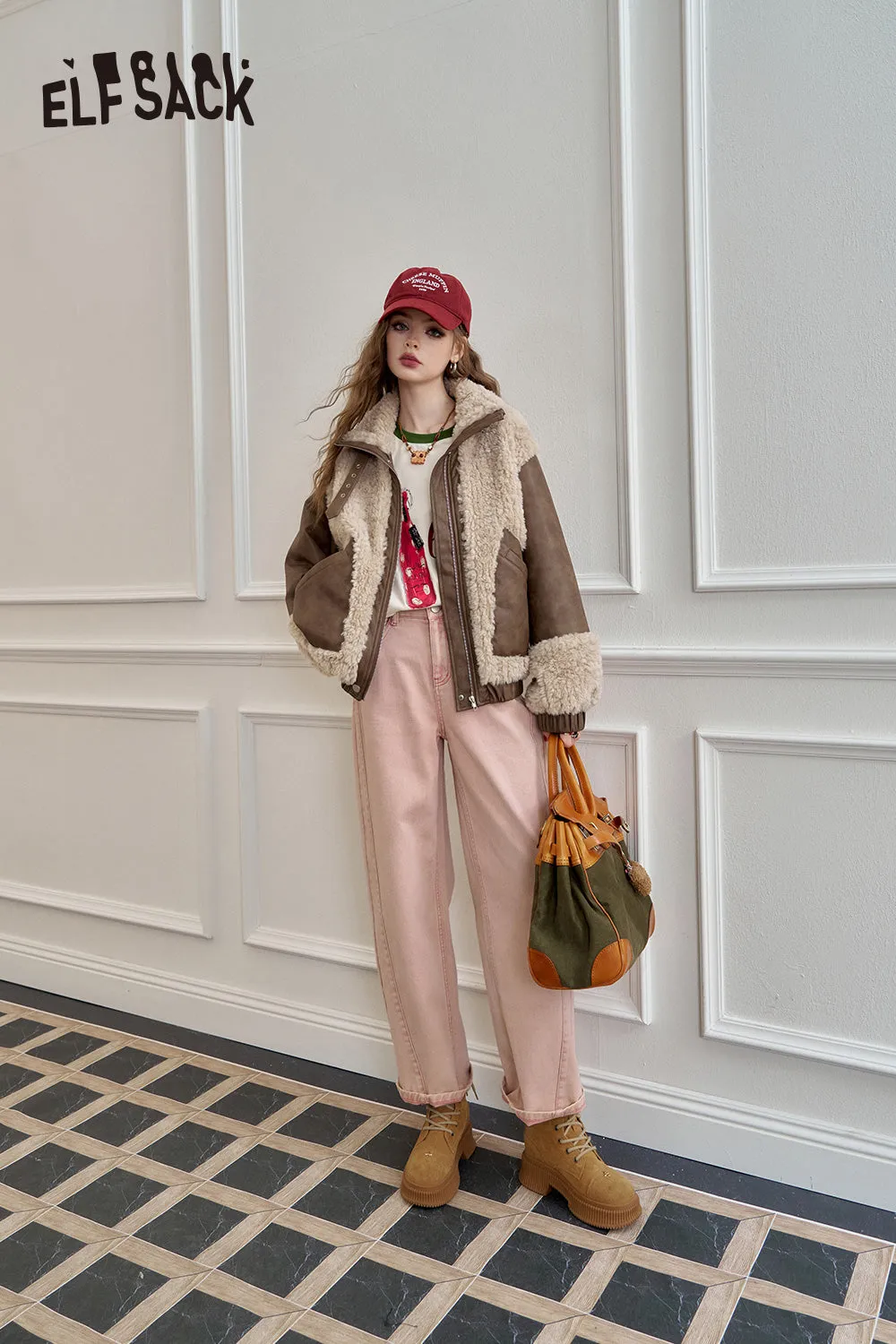 ELFSACK 2024 Autumn New Arrivals Loose straight jeans for women, casual and versatile wide-leg pants