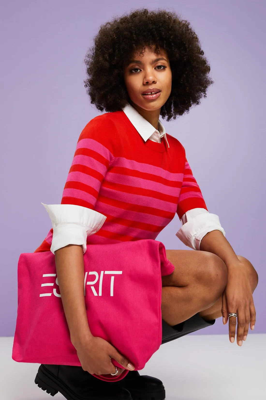 ESPRIT Striped Crew Neck Cotton Sweater