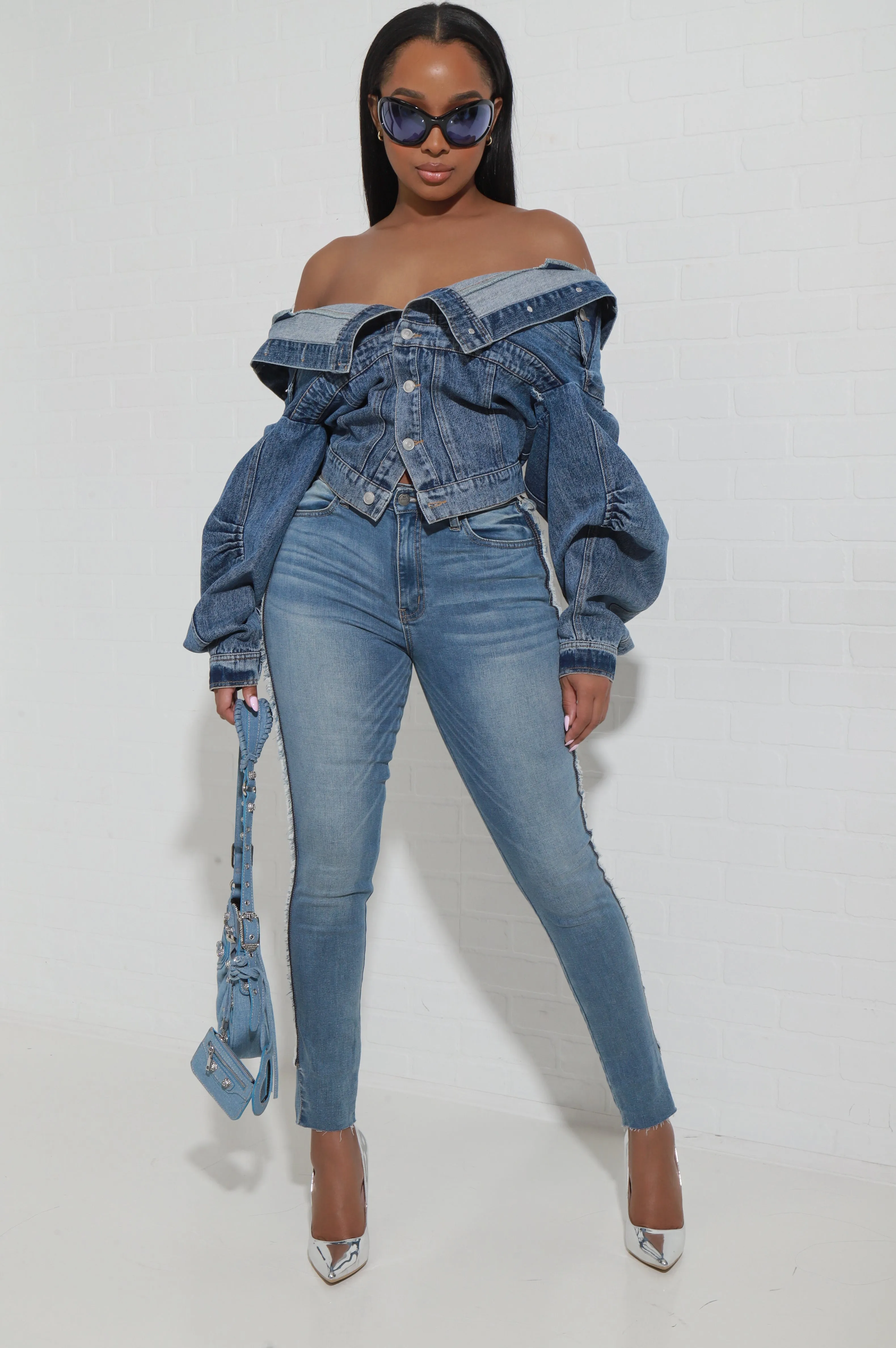 Fingers Crossed Denim Jacket - Medium Wash