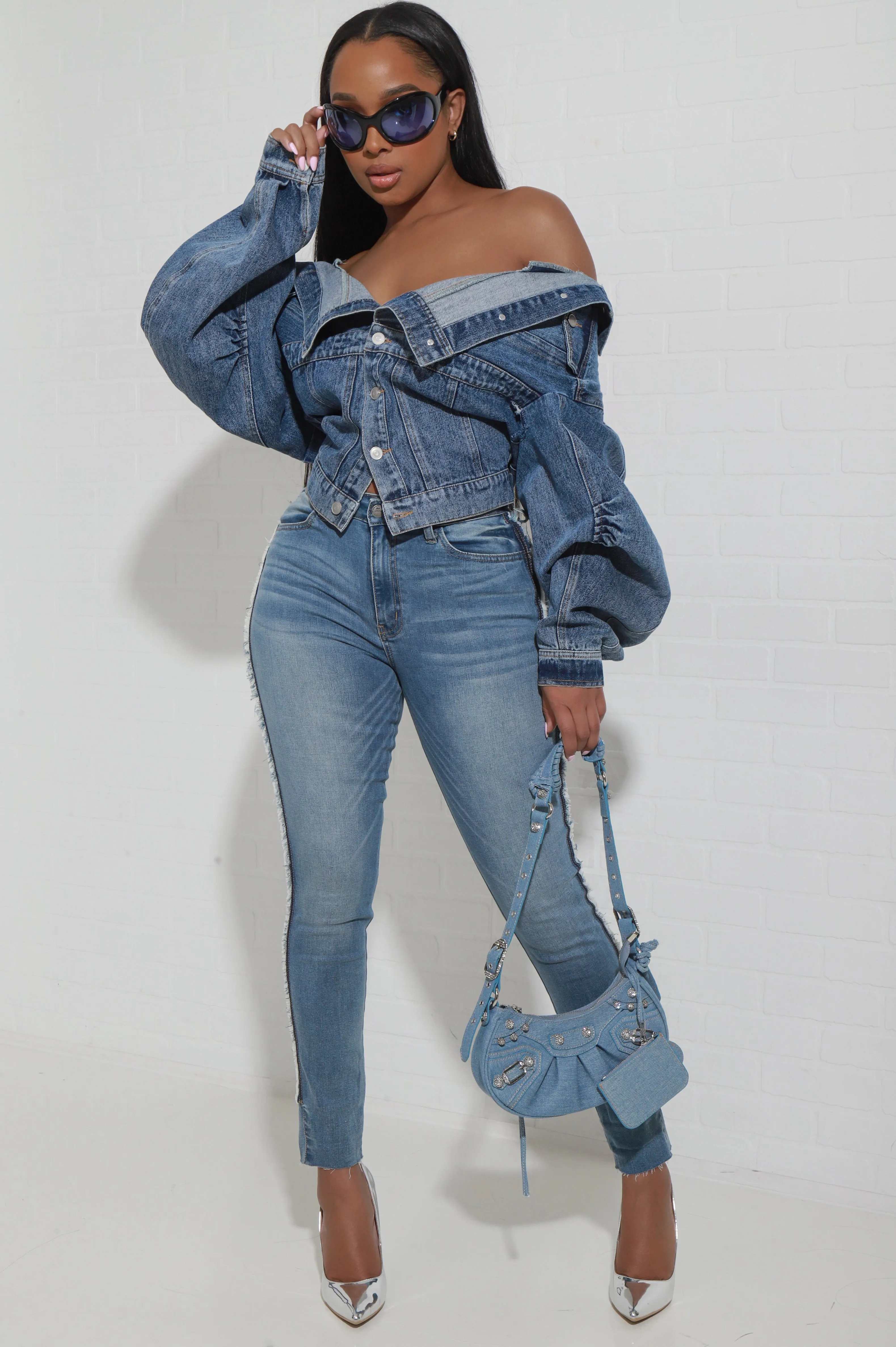 Fingers Crossed Denim Jacket - Medium Wash