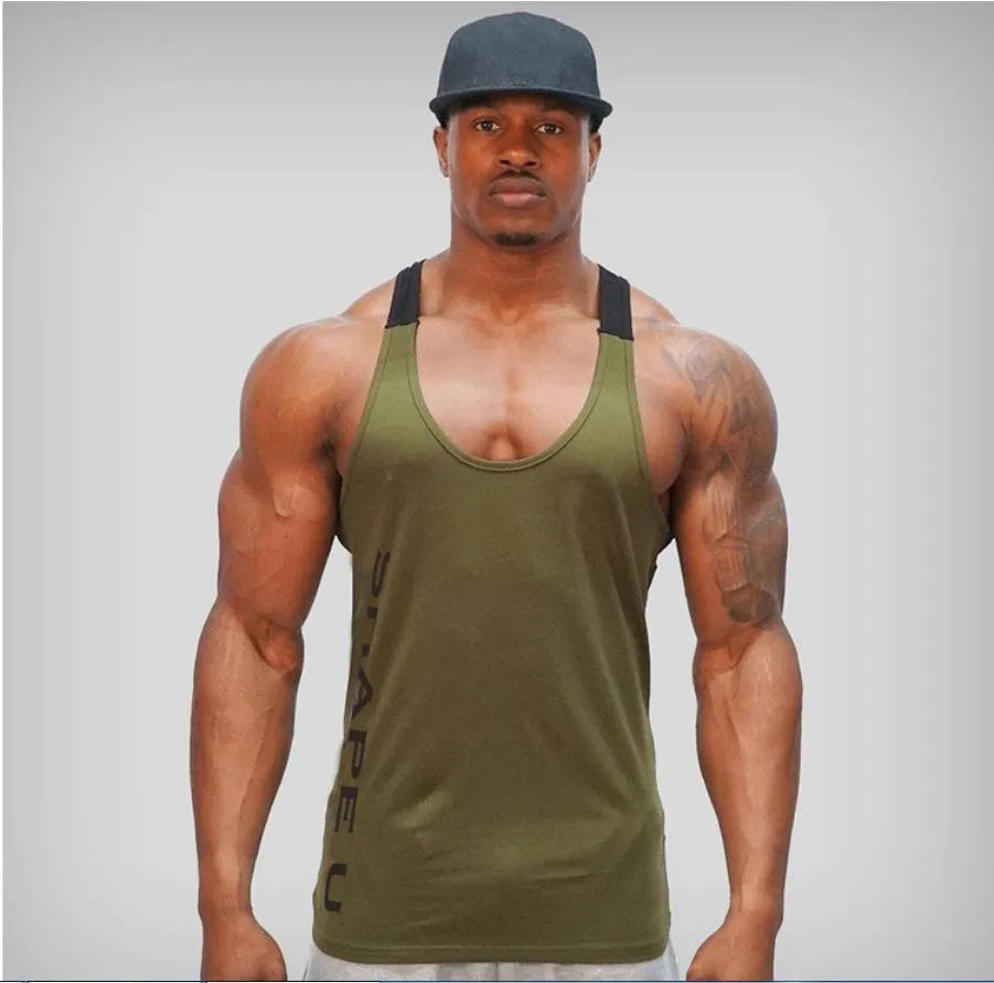 Fitness Men U-Neck Color-Matching Sporty Tank Top Breathable Jogging Training Tops Tank Top