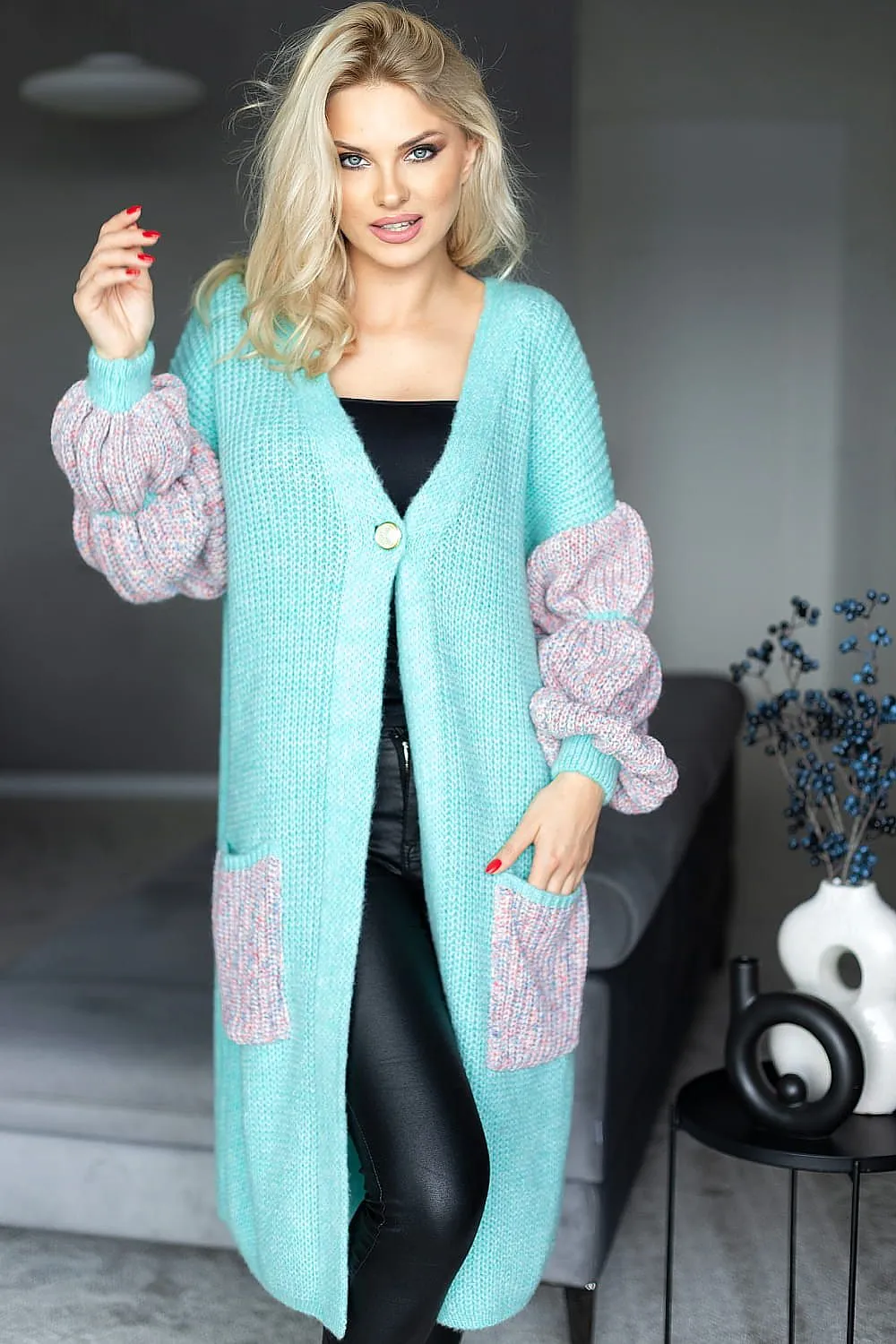 Fluffy Soft One-Button Cardigan