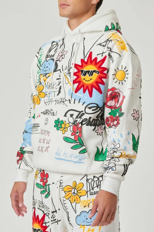 FS Allover Hand Drawing 7 Chenille Patch Hoodie