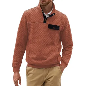 GENTS BLISS Long Sleeve Men Sweatshirts Quilted Stand Collar Sweatshirts Button Pullover