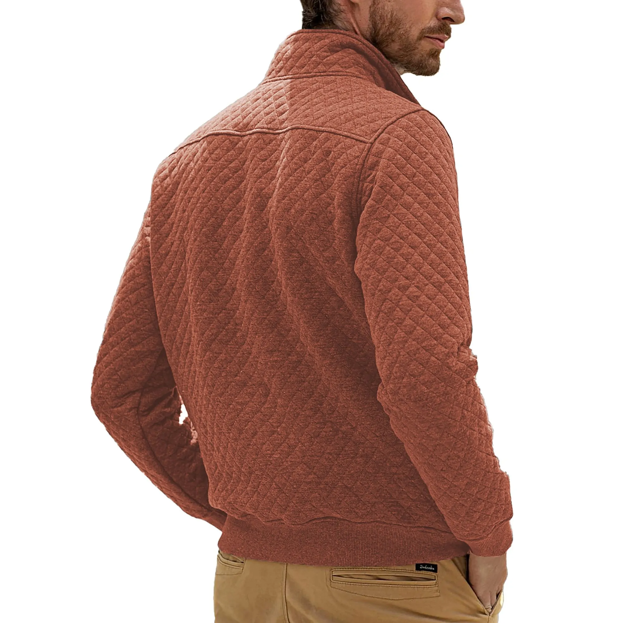 GENTS BLISS Long Sleeve Men Sweatshirts Quilted Stand Collar Sweatshirts Button Pullover
