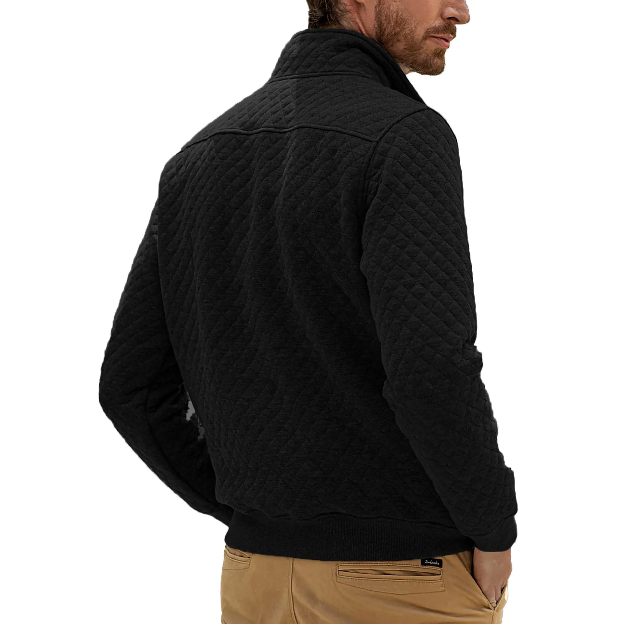GENTS BLISS Long Sleeve Men Sweatshirts Quilted Stand Collar Sweatshirts Button Pullover